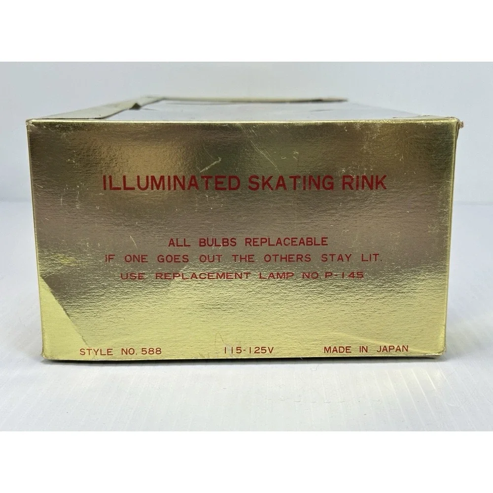 Vintage Pixie Diorama Illuminated Skating Rink Style NO 588 Christmas Japan Box